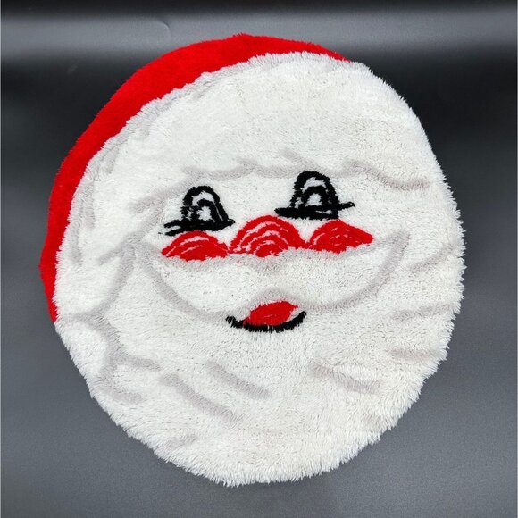 Vintage Christmas Decor Santa Claus Toilet Seat Cover Kitschy Shag Carpet Retro - Picture 2 of 7